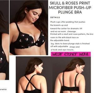 TORRID SKULL ROSES MICROFIBER PUSH-UP PLUNGE BRA